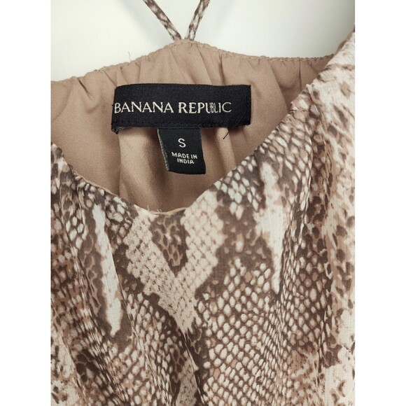 Banana Republic Spaghetti Strap Snake Print Dress Tan Small - Picture 5 of 9